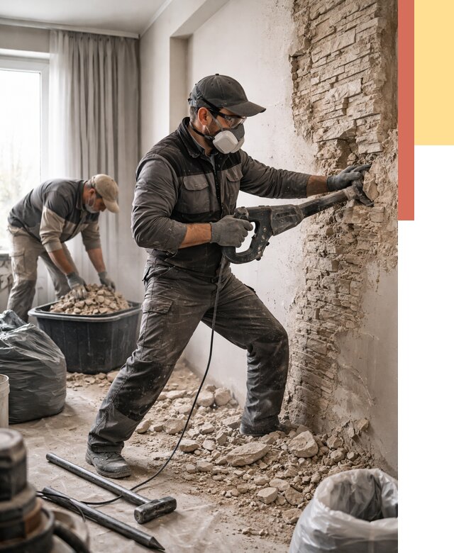 Демонтаж декоративного камня в Саратове от 1484 руб/м² — быстро и недорого | ОТДЕЛОЧНИК-Срт