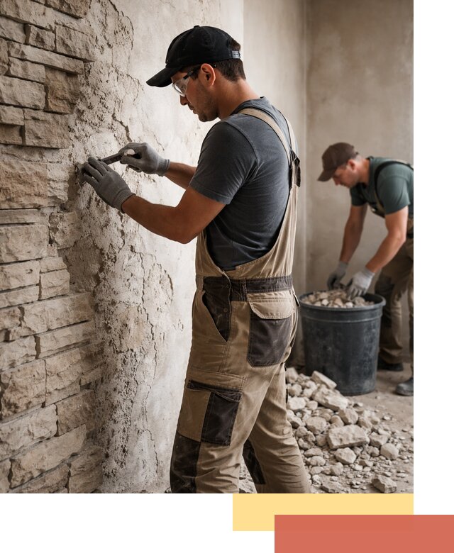 Демонтаж декоративного камня в Саратове профессионально и безопасно