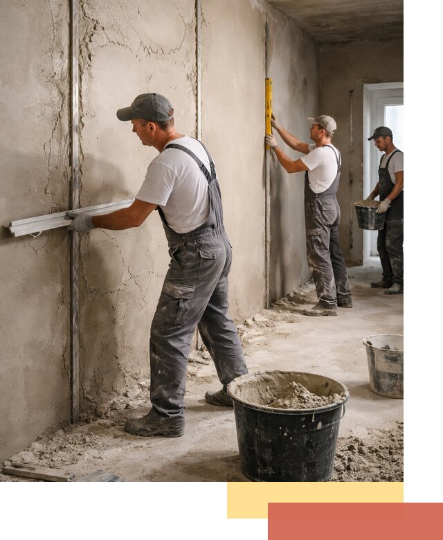 Штукатурка стен по маякам в Саратове — точная и ровная поверхность