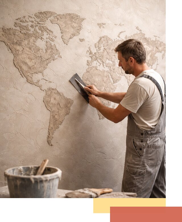 Декоративная штукатурка «Карта мира» под ключ в Саратове