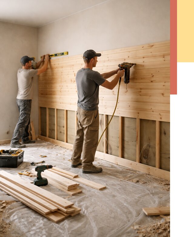 Монтаж деревянной вагонки на стены в Саратове от 7675 руб. | Услуги монтажа вагонки | ОТДЕЛОЧНИК-Срт