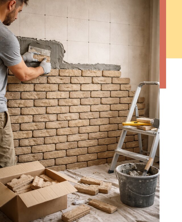 Монтаж декоративного кирпича в Саратове от 3275 руб./м² — быстро и недорого | ОТДЕЛОЧНИК-Срт