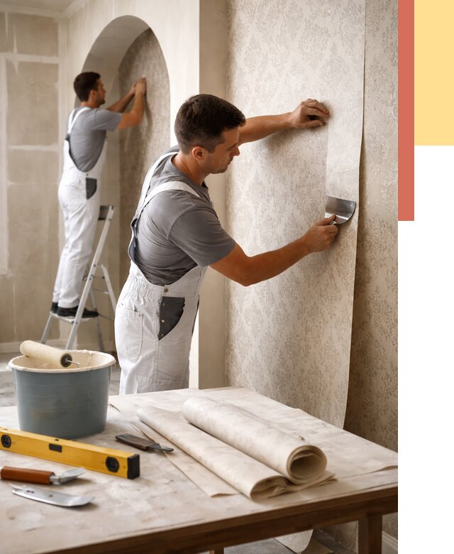 Поклейка обоев на сложные стены в Саратове от 2865 руб. под ключ | ОТДЕЛОЧНИК-Срт