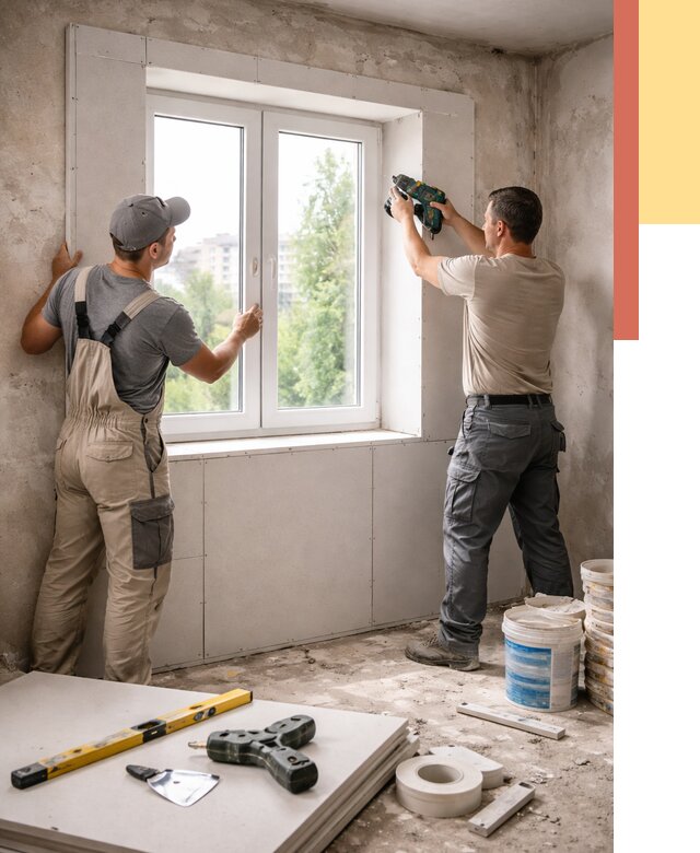 Монтаж откосов из гипсокартона в Саратове от 4605 руб. под ключ | ОТДЕЛОЧНИК-Срт