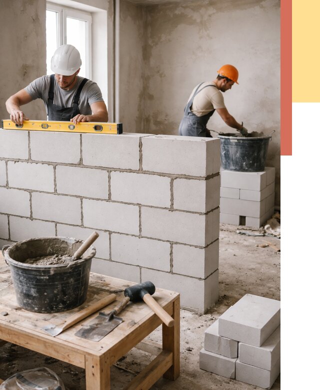 Кладка перегородок из газобетона в Саратове от 3275 руб. под ключ | ОТДЕЛОЧНИК-Срт