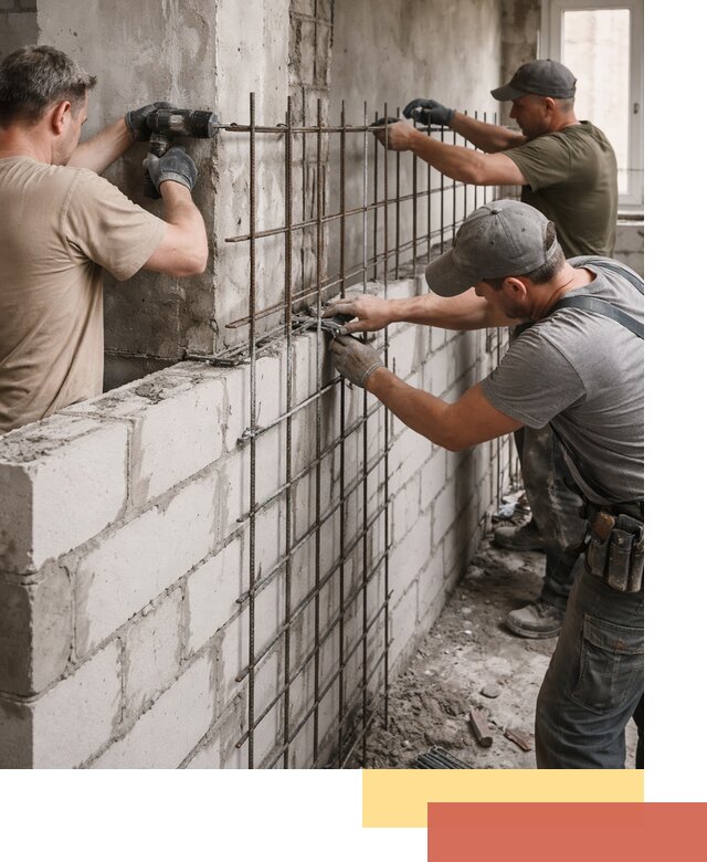 Армирование кладки перегородок в Саратове профессионально и надёжно