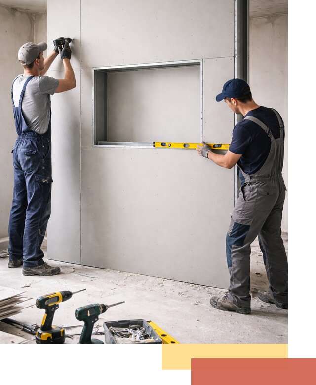 Перегородка из гипсокартона с нишей под декор в Саратове