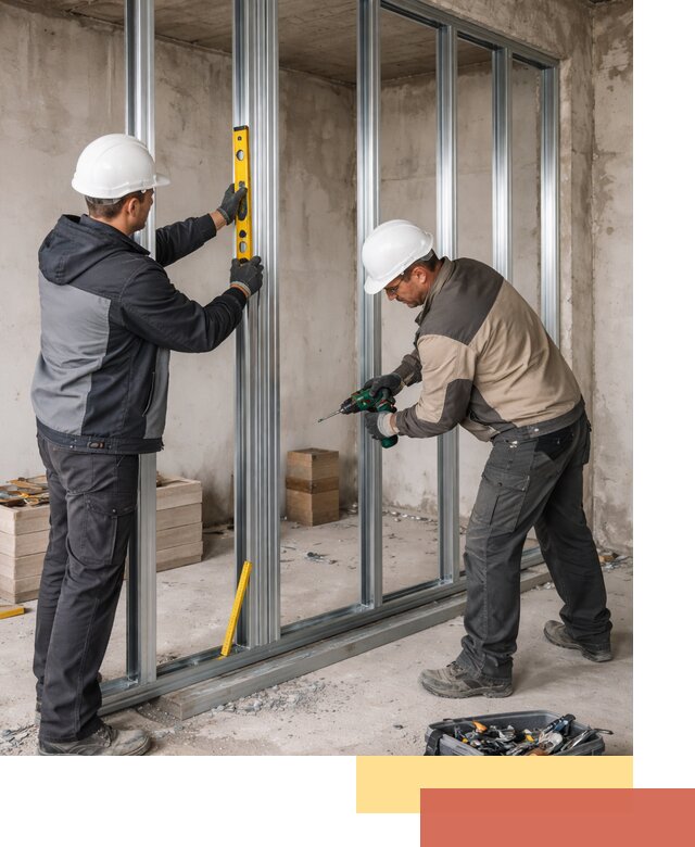 Монтаж каркаса перегородки из профиля в Саратове