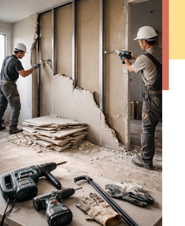 Демонтаж перегородки из гипсокартона в Саратове от 1228 руб. быстро и недорого | ОТДЕЛОЧНИК-Срт