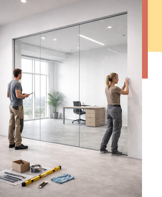 Перегородки из закаленного стекла в Саратове от 9721 руб. под ключ | ОТДЕЛОЧНИК-Срт