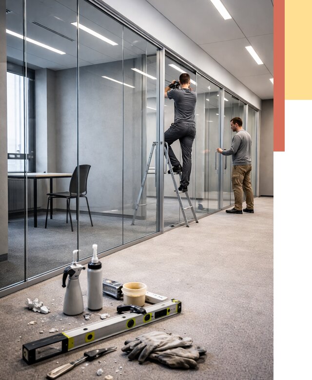 Стеклянные офисные перегородки в Саратове от 8698 руб. — монтаж и установка | ОТДЕЛОЧНИК-Срт