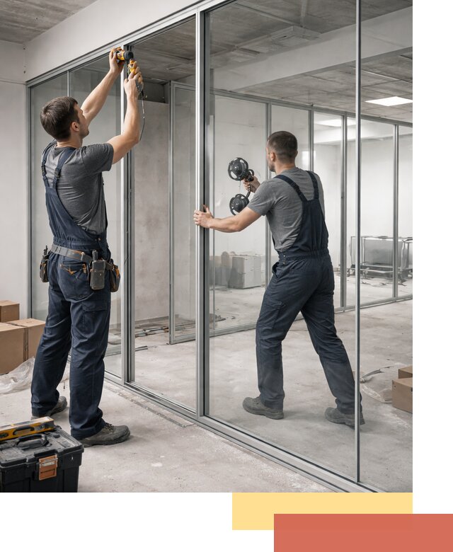 Алюминиевые перегородки со стеклом в Саратове — изготовление и монтаж