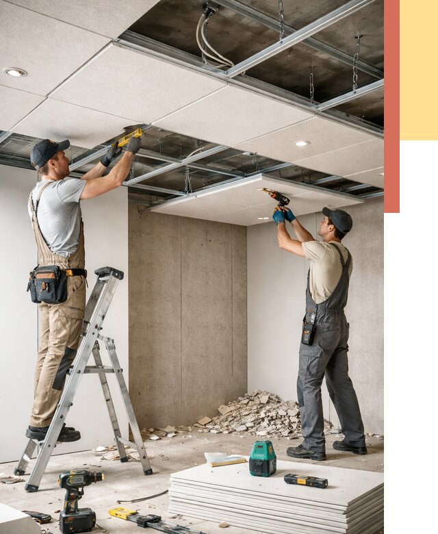 Монтаж акустического потолка в Саратове от 6651 руб/м2 — быстро и недорого | ОТДЕЛОЧНИК-Срт