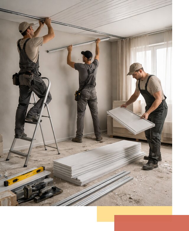 Монтаж потолка из ПВХ панелей в Саратове оперативно и качественно