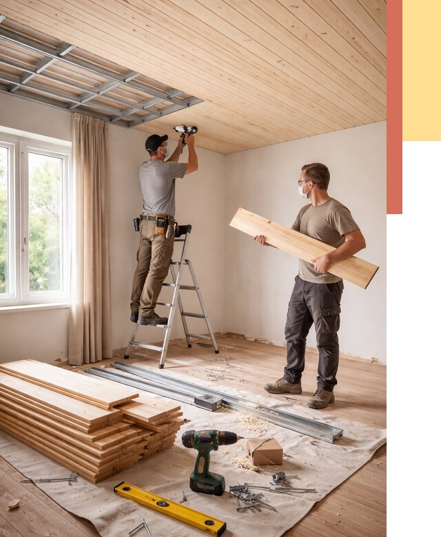 Монтаж потолка из вагонки в Саратове от 6651 руб. | Быстро и недорого — ОТДЕЛОЧНИК-Срт