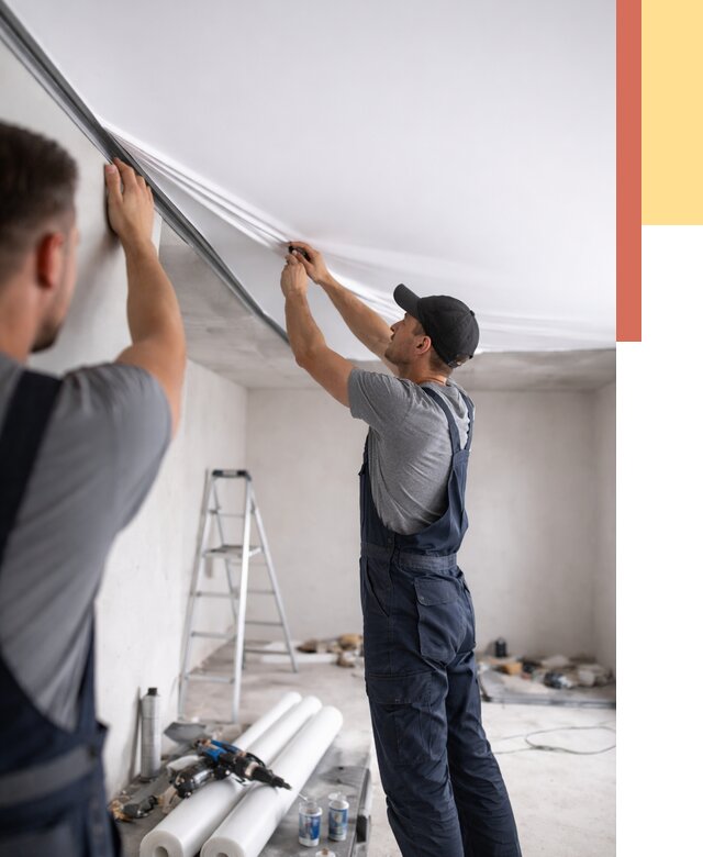 Монтаж матового натяжного потолка в Саратове от 4605 руб./м² — быстро и недорого | ОТДЕЛОЧНИК-Срт