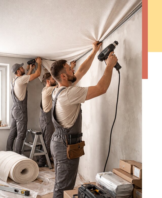 Монтаж фактурного натяжного потолка в Саратове от 767 руб. — ОТДЕЛОЧНИК-Срт