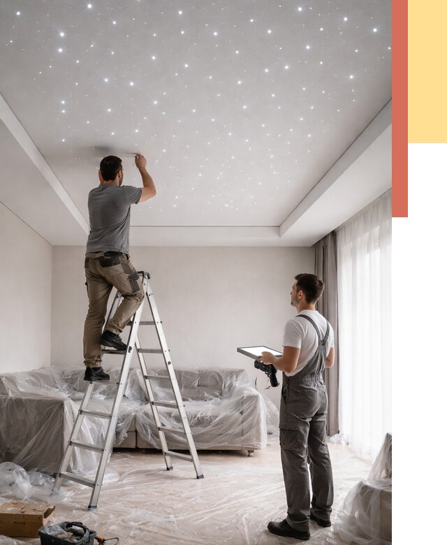 Монтаж натяжного потолка «звездное небо» в Саратове от 6651 руб. | ОТДЕЛОЧНИК-Срт