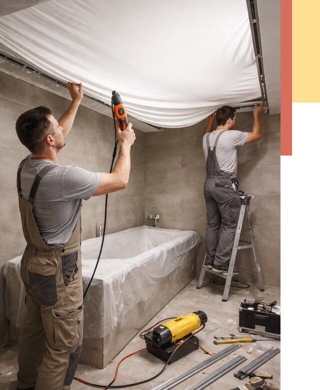 Монтаж натяжного потолка в ванной в Саратове от 1228 руб. под ключ | ОТДЕЛОЧНИК-Срт