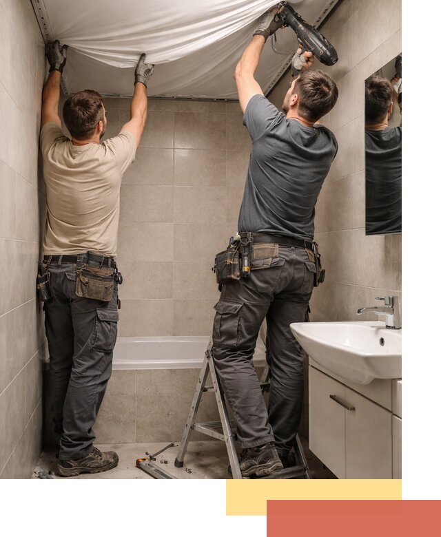 Монтаж натяжного потолка в ванной в Саратове быстро и качественно