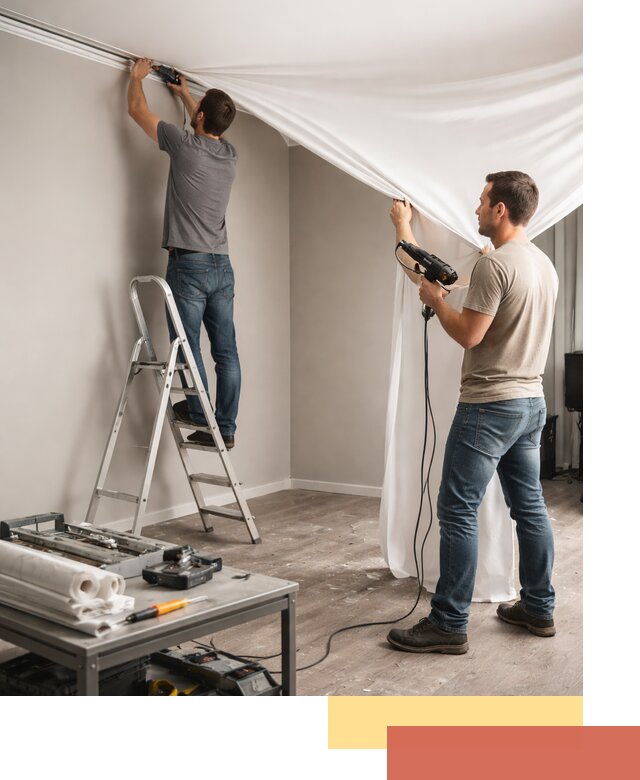 Монтаж натяжного потолка в студии в Саратове