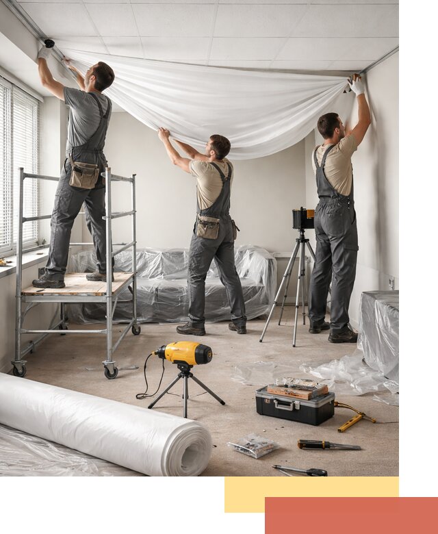 Монтаж натяжного потолка в офисе в Саратове