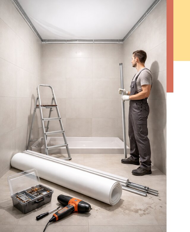 Монтаж натяжного потолка в санузле в Саратове от 1893 руб. — ОТДЕЛОЧНИК-Срт