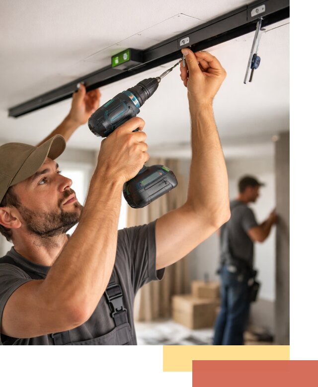 Установка трековых светильников в натяжной потолок в Саратове