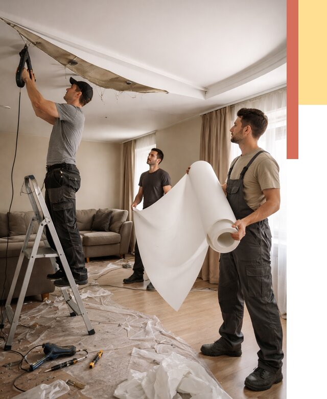 Замена полотна натяжного потолка в Саратове от 9721 руб. быстро и недорого | ОТДЕЛОЧНИК-Срт