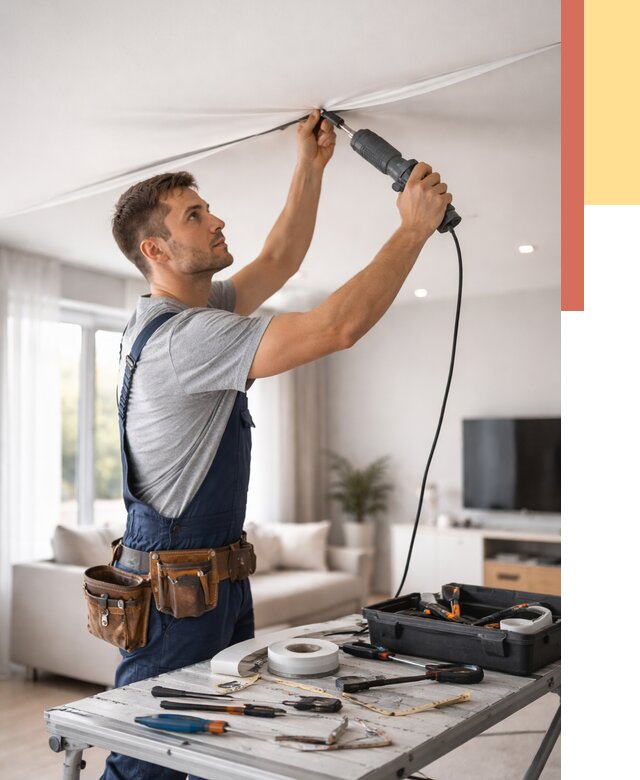 Ремонт натяжных потолков в Саратове от 9721 руб. под ключ — ОТДЕЛОЧНИК-Срт