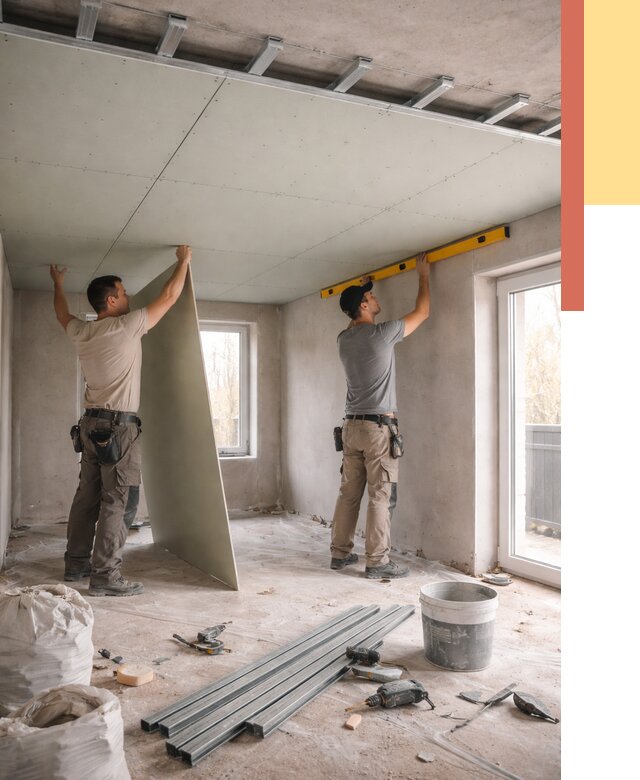 Одноуровневый потолок из гипсокартона в Саратове от 767 руб. — монтаж под ключ | ОТДЕЛОЧНИК-Срт