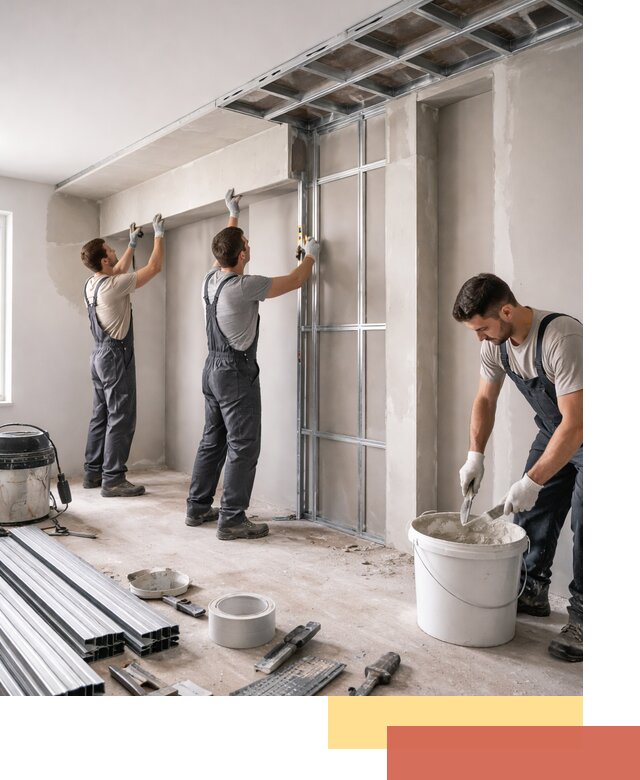 Монтаж потолка из гипсокартона с нишей в Саратове