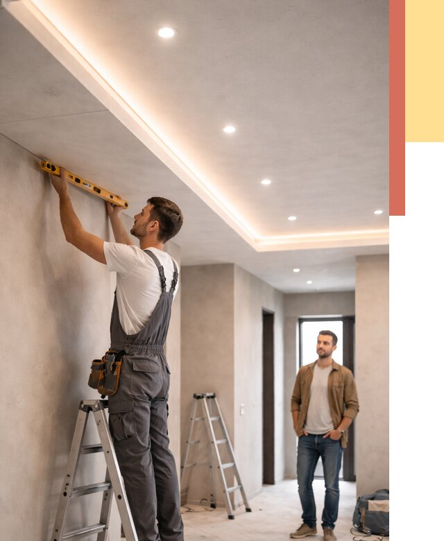 Потолок из гипсокартона с подсветкой в Саратове от 767 руб./м2 под ключ | ОТДЕЛОЧНИК-Срт