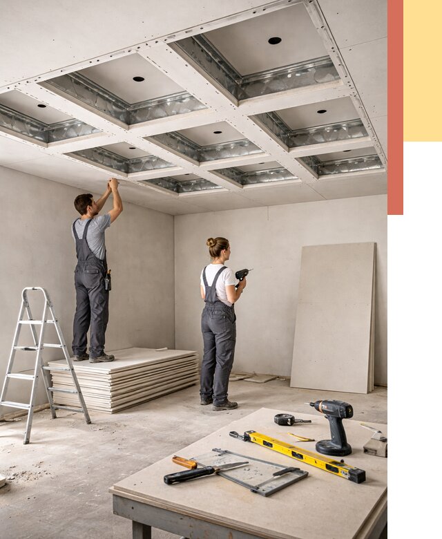 Кессонный потолок из гипсокартона в Саратове от 1893 руб. — монтаж и под ключ | ОТДЕЛОЧНИК-Срт