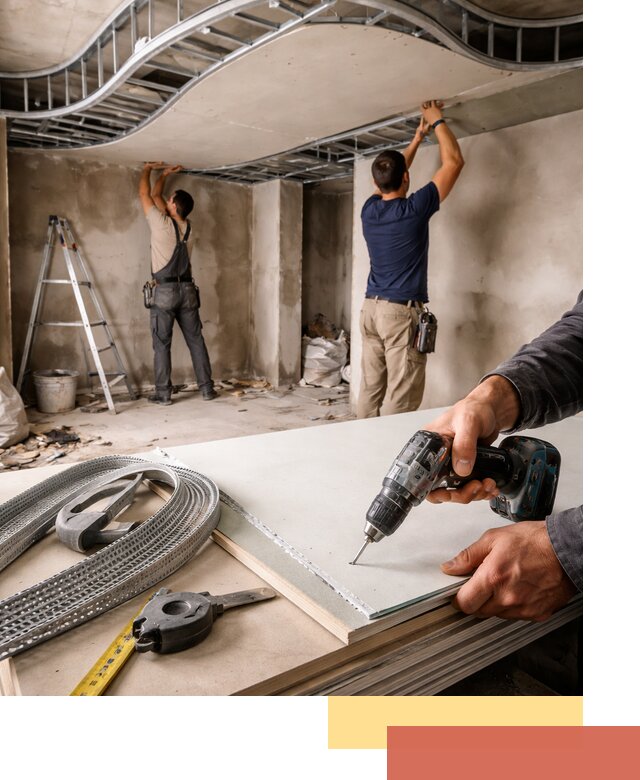 Криволинейный потолок из гипсокартона в Саратове — монтаж и отделка